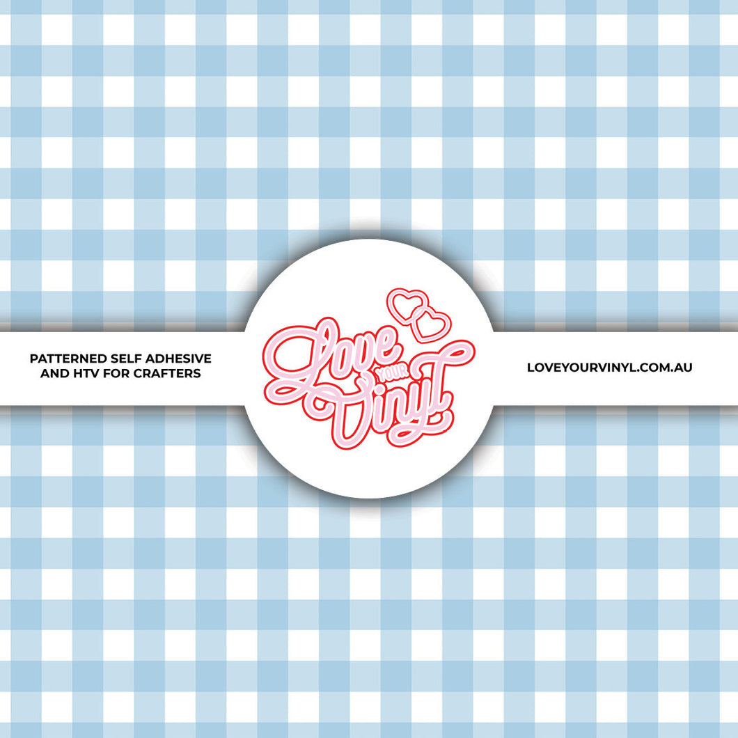 Pastel Gingham Blue Patterned Vinyl LYV_2111