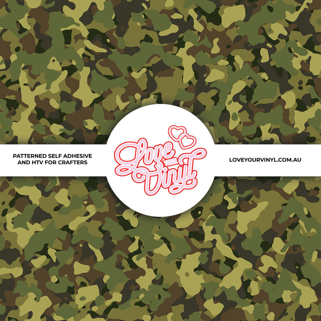 Camo Army Green Patterned Vinyl LYV_2129