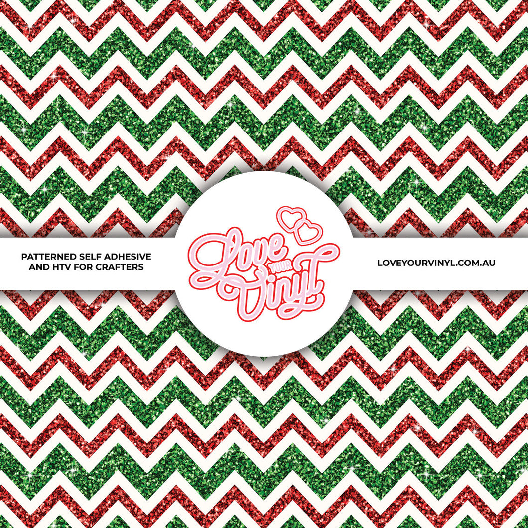 Glitter Christmas Chevron Patterned Vinyl LYV_2319