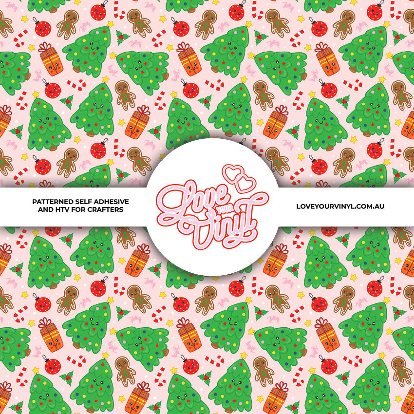 Pink Christmas Trees Patterned Vinyl LYV_2491