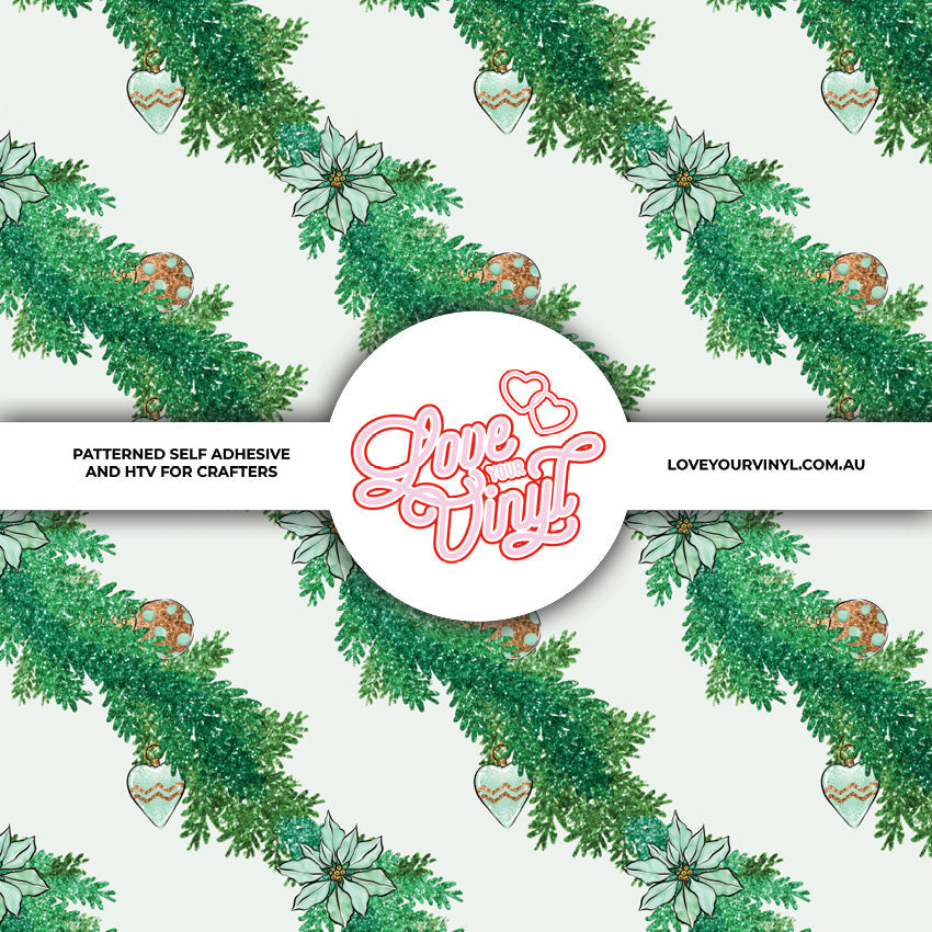 Green Garland Christmas Patterned Vinyl LYV_2547