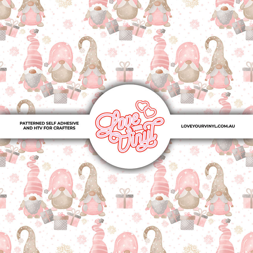 Pink Gnomes Christmas Patterned Vinyl LYV_2573