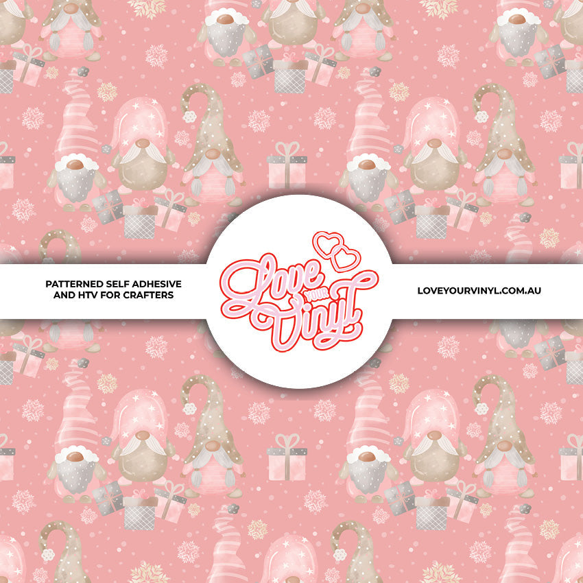 Pink Gnomes Christmas Patterned Vinyl LYV_2574