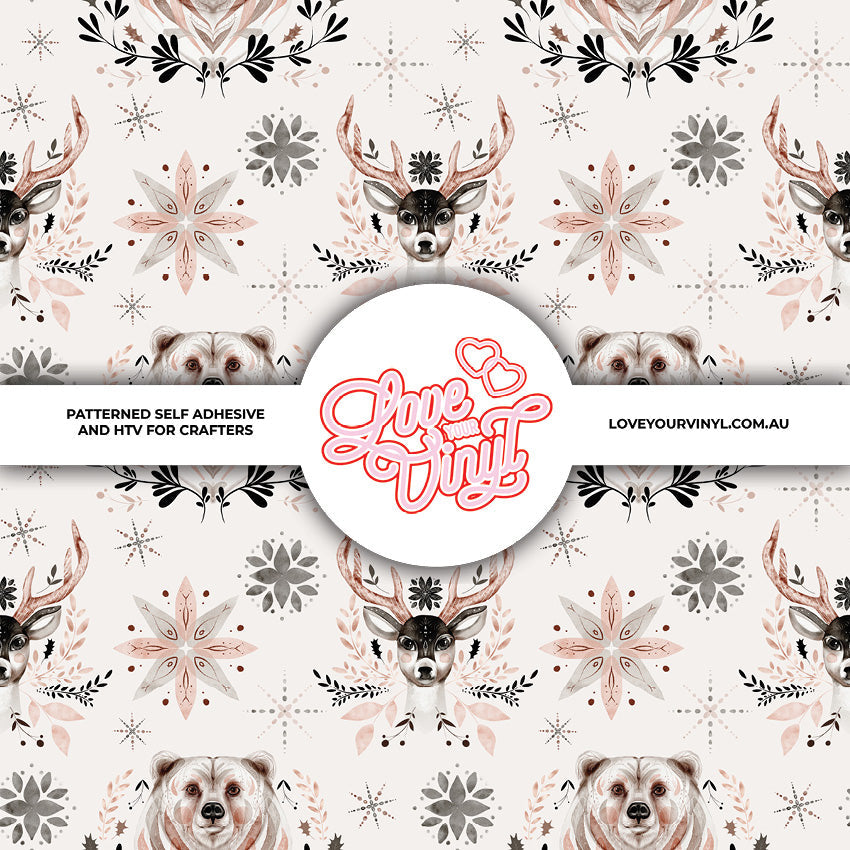 Reindeer Bear in Christmas Patterned Vinyl LYV_2587