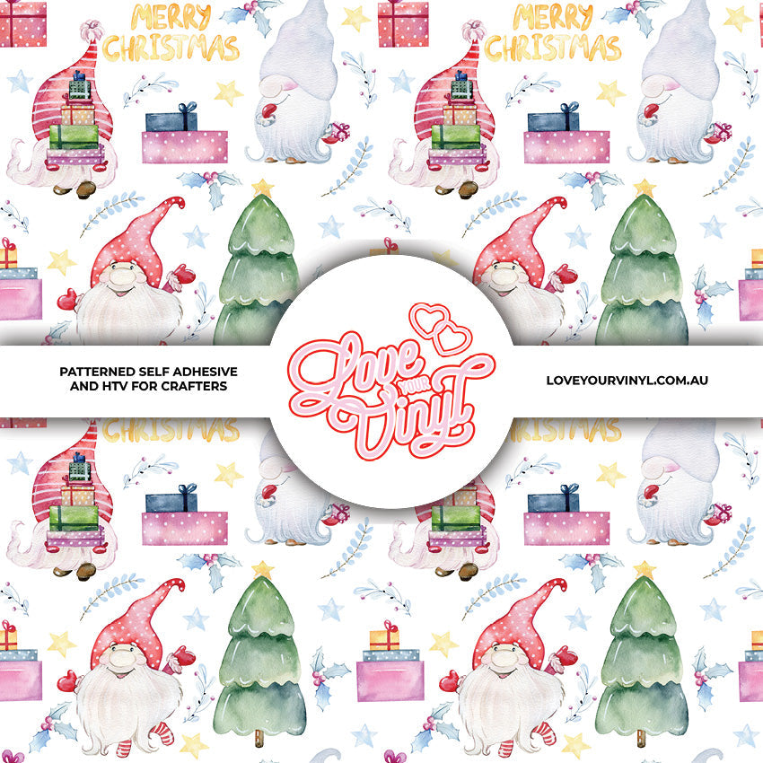 Watercolour Gnomes Christmas Patterned Vinyl LYV_2750