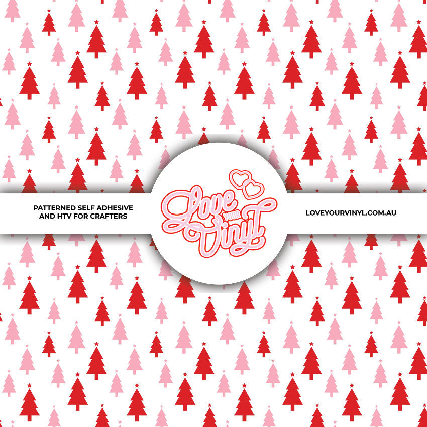 Pink and Red Christmas Trees Christmas Patterned Vinyl LYV_2768