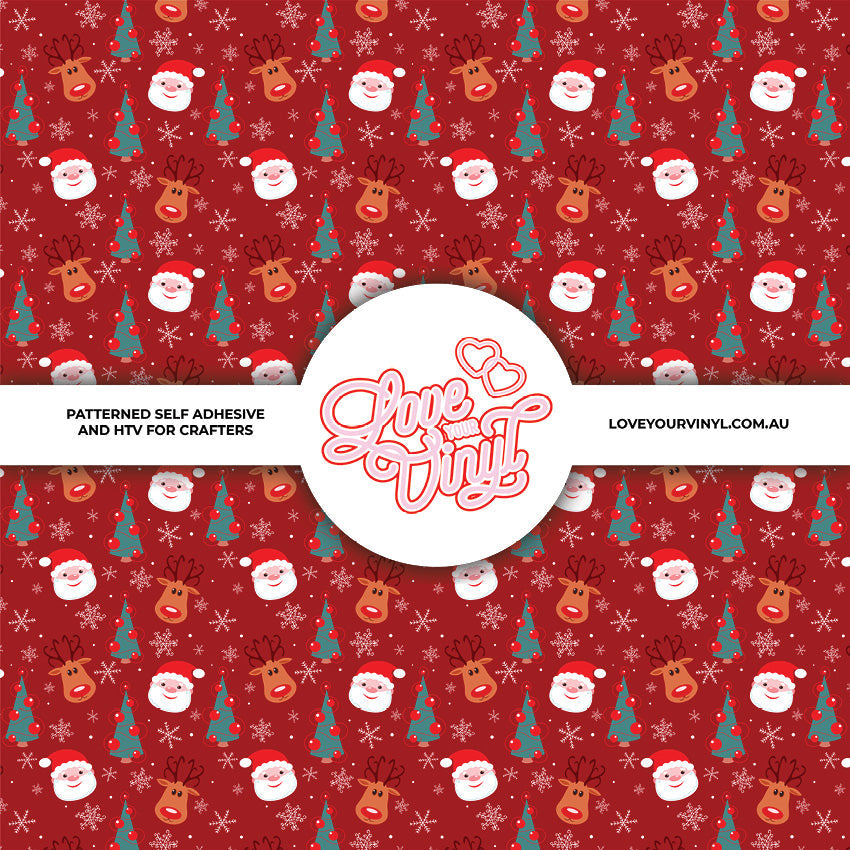 Reindeer and Santa Christmas Patterned Vinyl LYV_2827