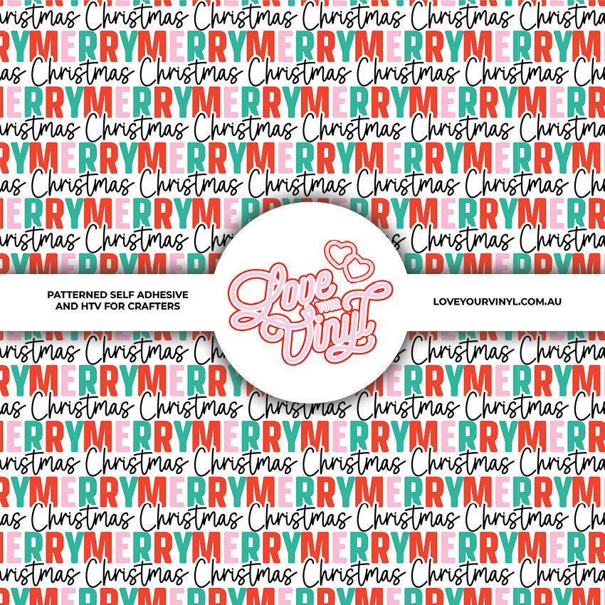 Fun Pink Merry Christmas Patterned Vinyl LYV_2867