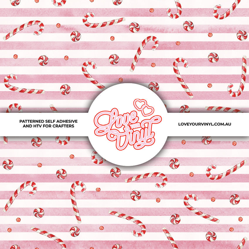 Pink Candy Cane Christmas Patterned Vinyl LYV_2890