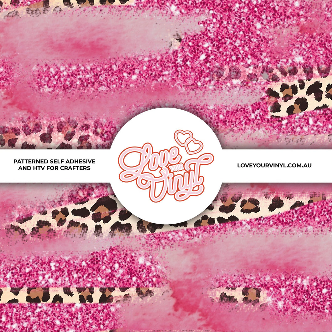 BLACK FRIDAY - Pink Glitter Leopard Print Patterned Vinyl LYV_363