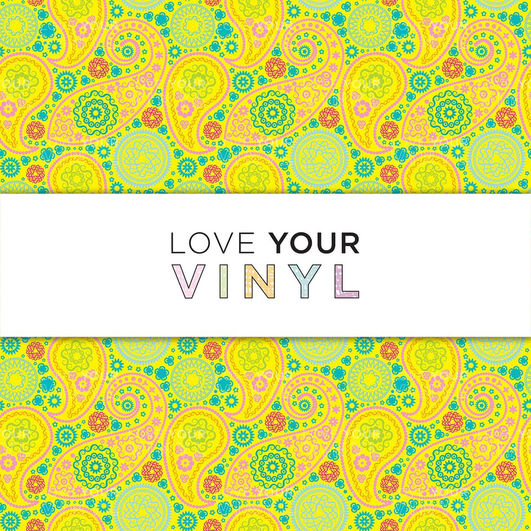 Yellow Green Paisley Patterned Vinyl LYV_832