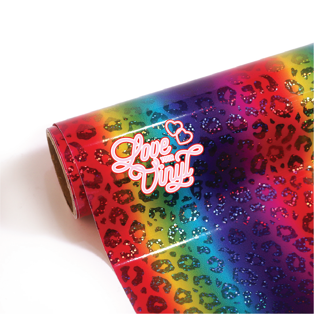 Rainbow Leopard Holographic Self Adhesive Craft Vinyl