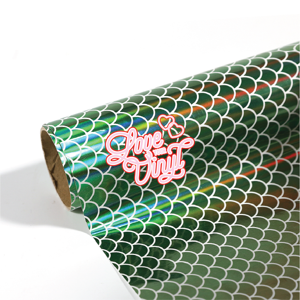 Green Mermaid Scales Holographic Self Adhesive Craft Vinyl